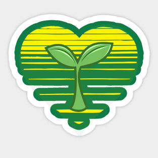 Gardening lover, sunset heart. Garden lover, green plants fan and vegans gift Sticker